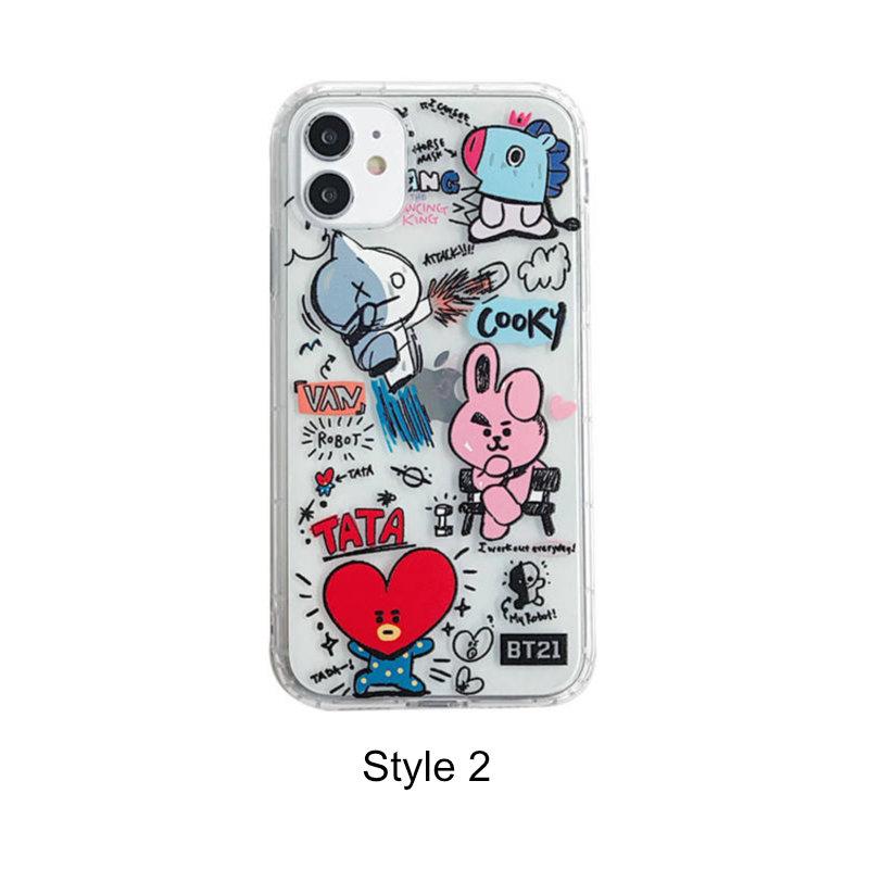 BT21 Official Merchandise for iPhone 14 Plus Case with Card Holder Mirror Shockproof Protective Thin Slim Hard PC Back Cover Phone Case 6.7 inch